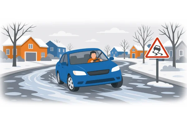 The reason for the accident was ice on the road.