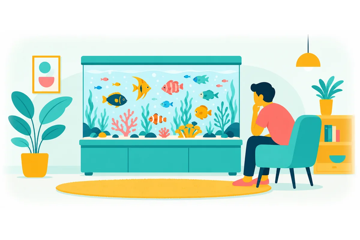 Many fish are swimming in the tank.