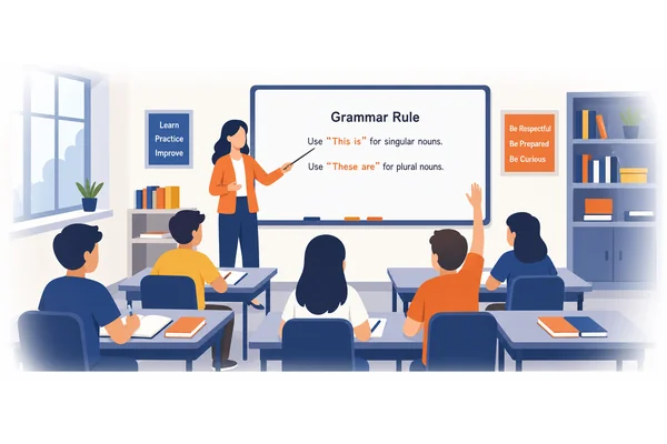 The teacher explained the grammar rule to the students.
