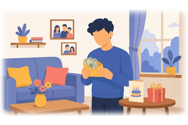 My parents gave me some money for my birthday.