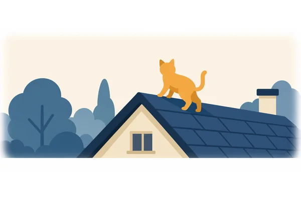 The cat climbed onto the roof.