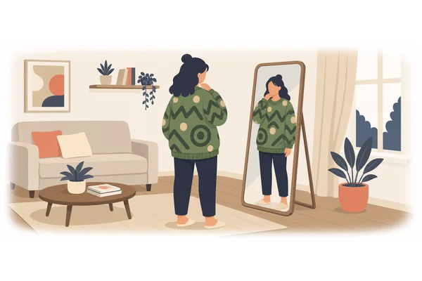 She wore an ugly green sweater.