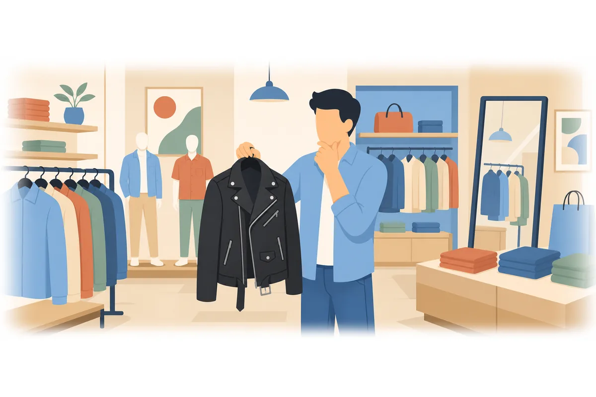 He bought an expensive new black leather jacket.