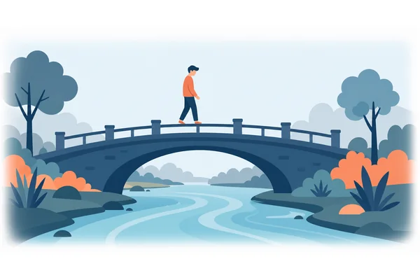 The bridge goes over the river.