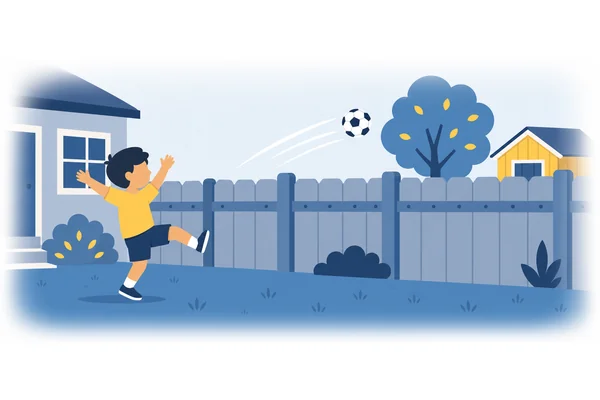 The ball flew over the fence.