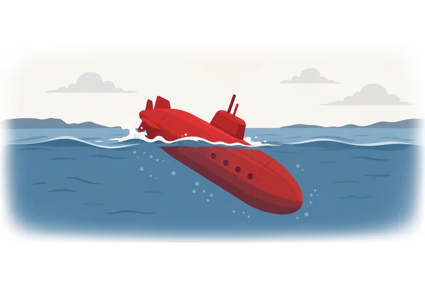 The submarine went under the water.