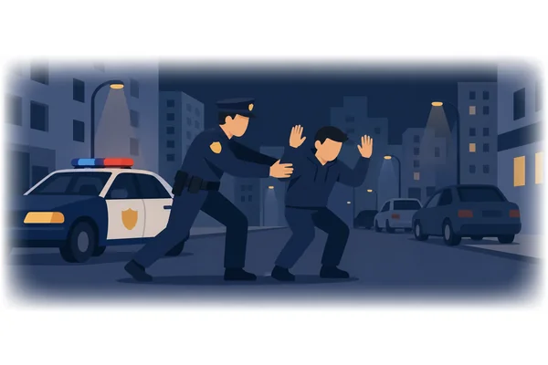 The suspect was arrested by police at midnight.