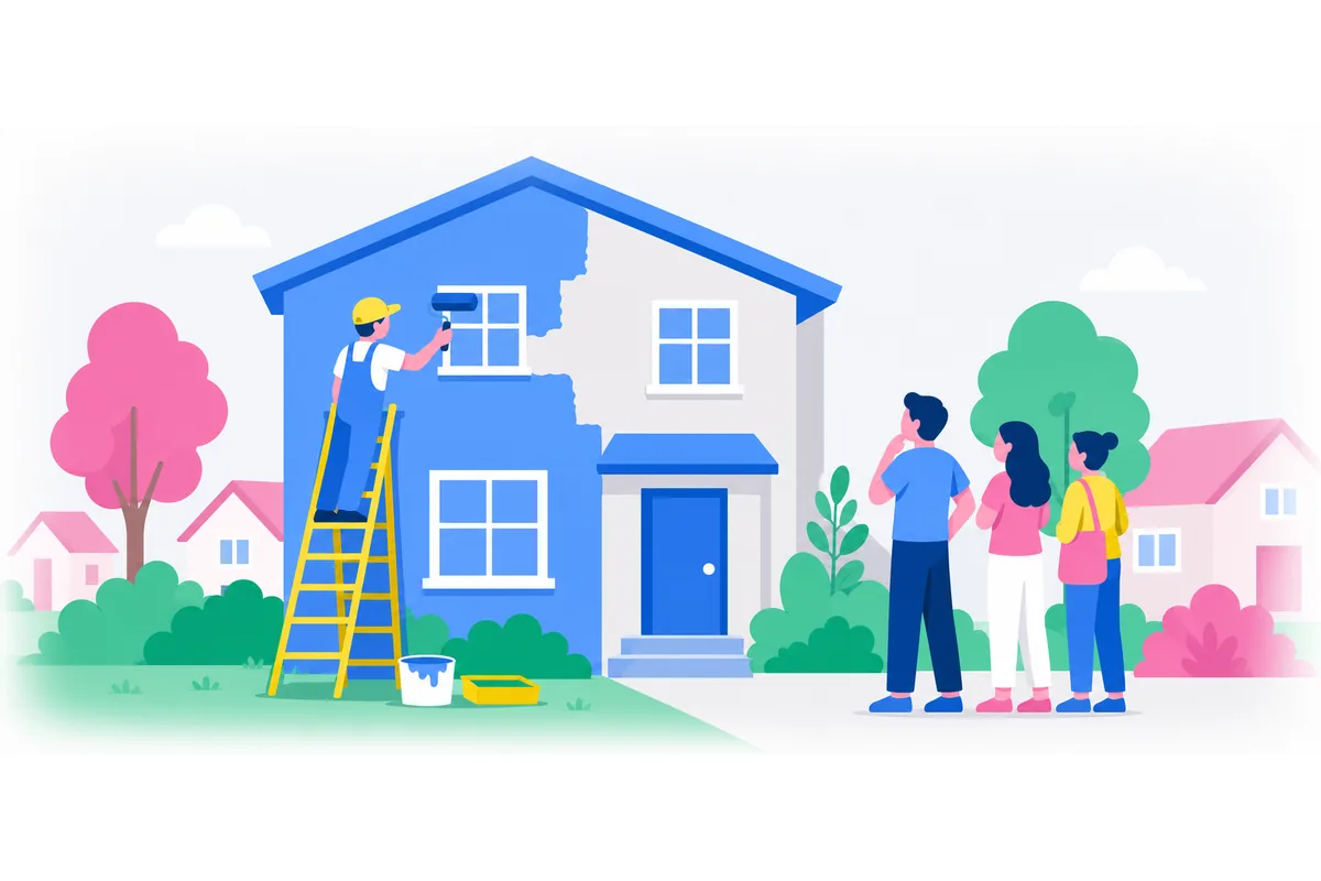 The house was being painted when we visited.