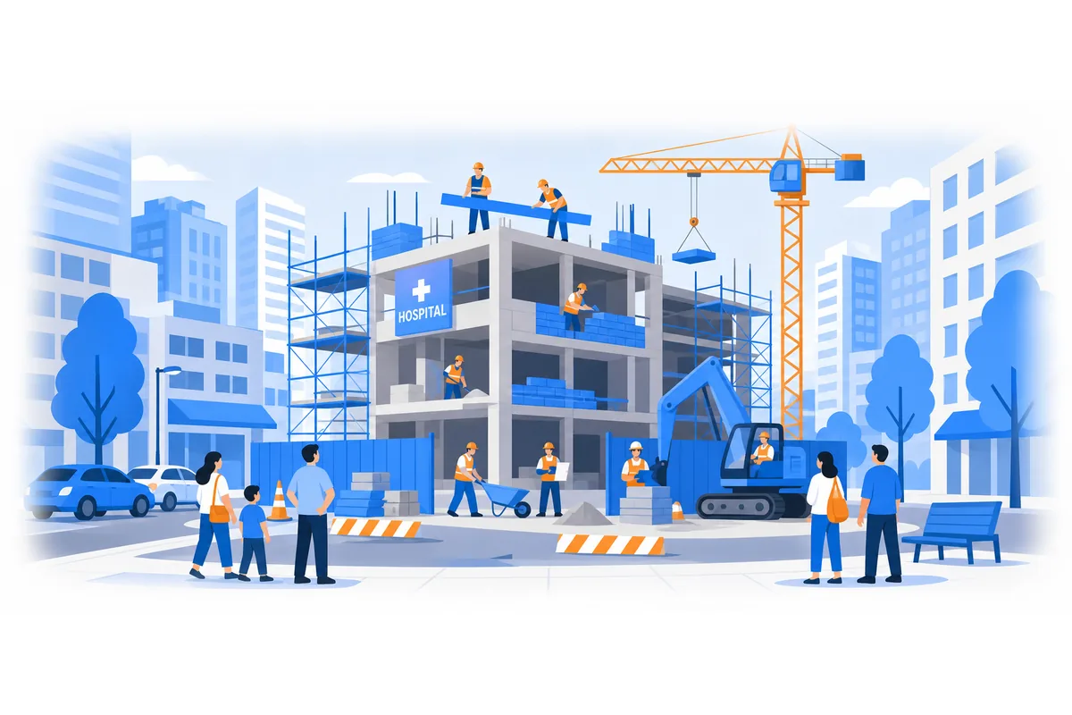 The new hospital is being built in the city center.