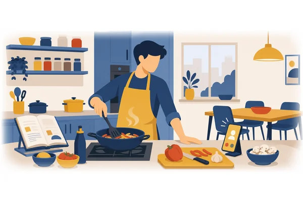 I was cooking dinner when my friend called me.