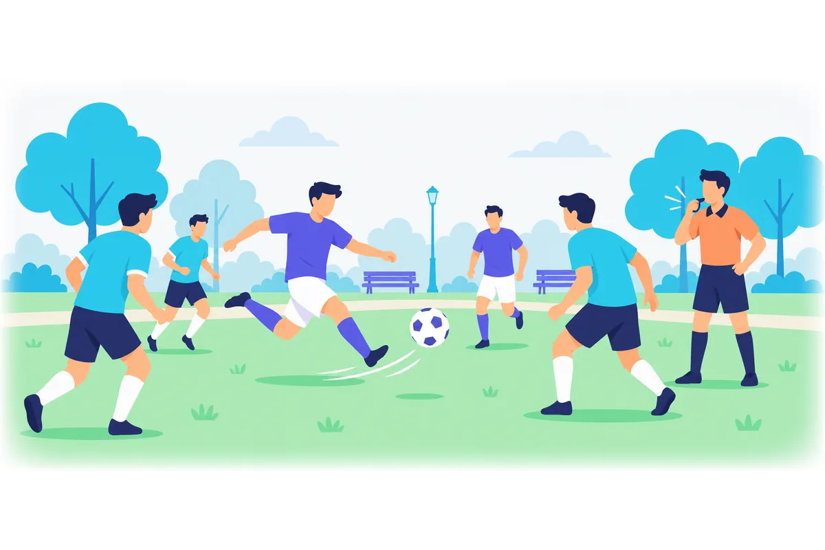We were playing football when we heard the whistle.