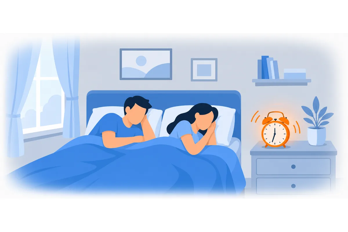 They were sleeping when the alarm clock rang.