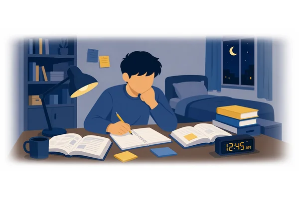 Was he working on his homework last night?