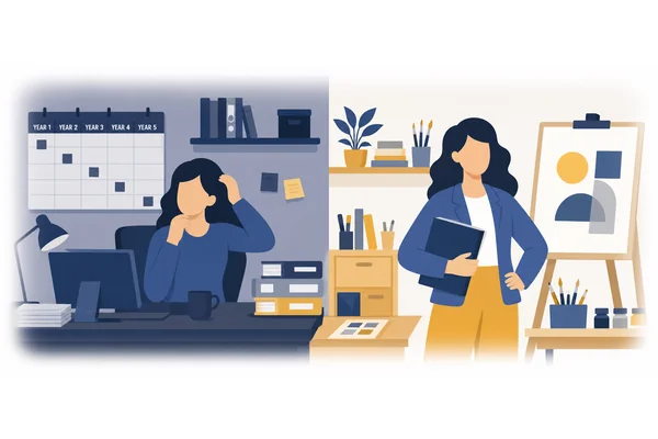 She had been working there for five years when she decided to change careers.