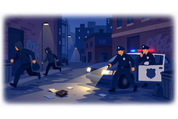 The thieves had escaped before the police arrived at the scene.