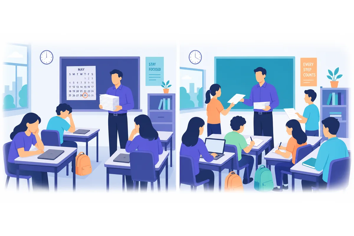 The teacher explained that the students had not submitted their essays on time.