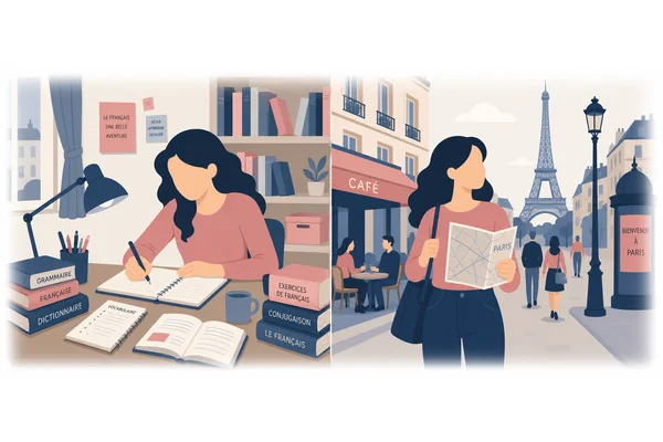 She had studied French for five years before she moved to Paris.