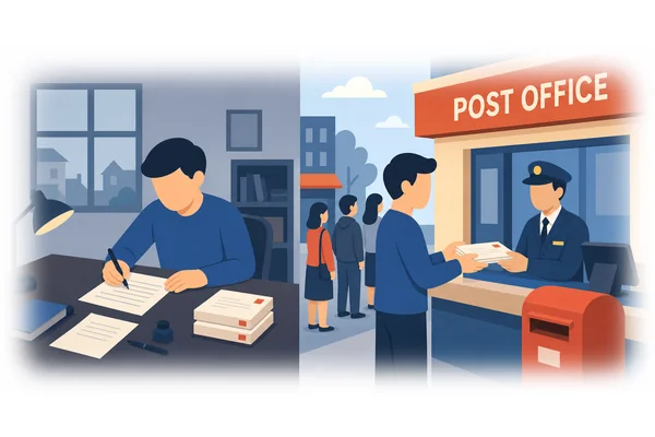 They had written three letters before the post office closed.