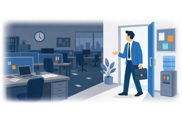 By the time he arrived, everyone had left the office.