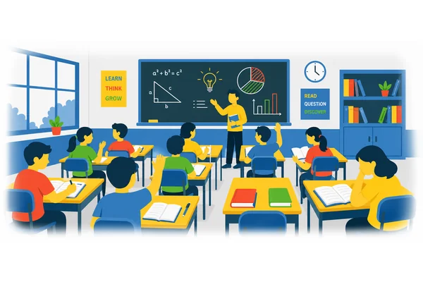 There are many people in the classroom.