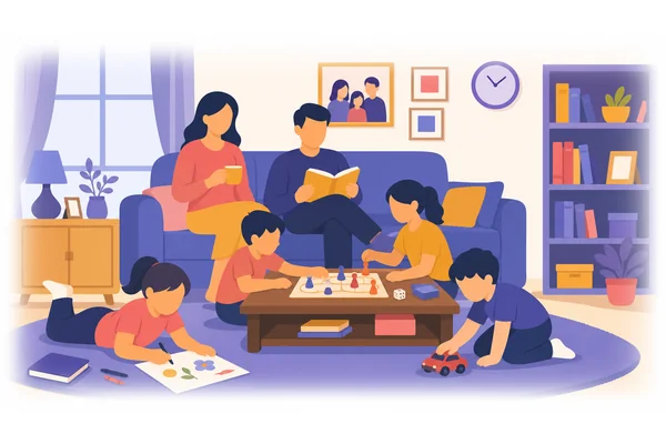 My family has six members.