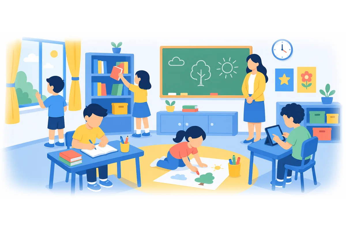 There are five children in the classroom.