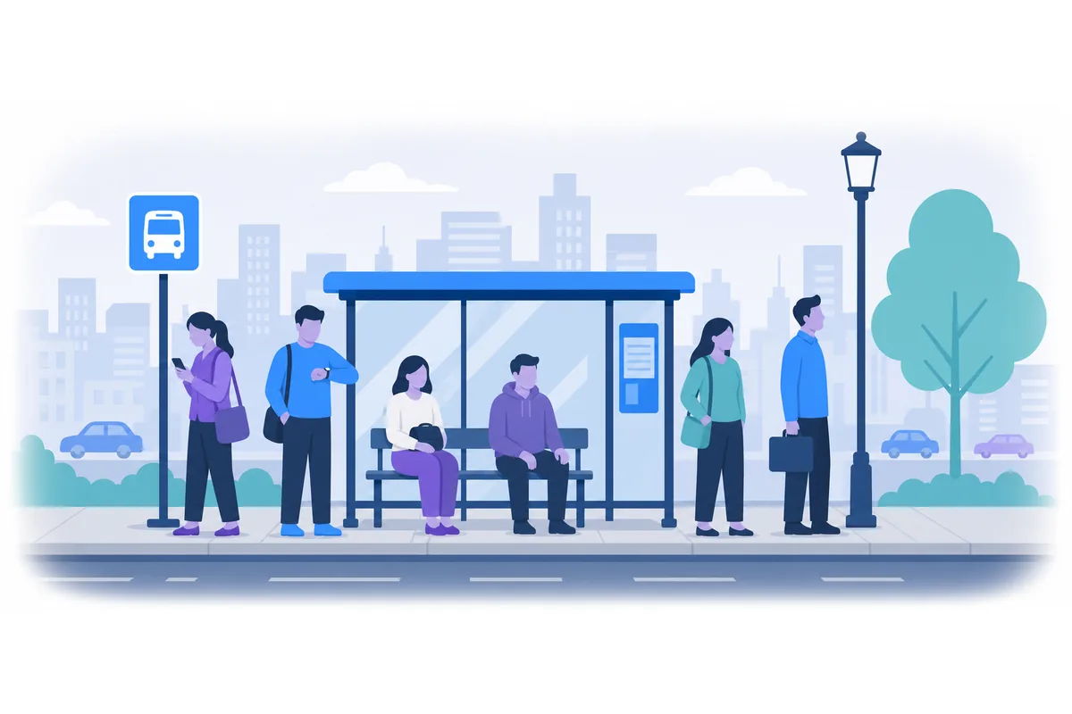 The people are waiting for the bus.