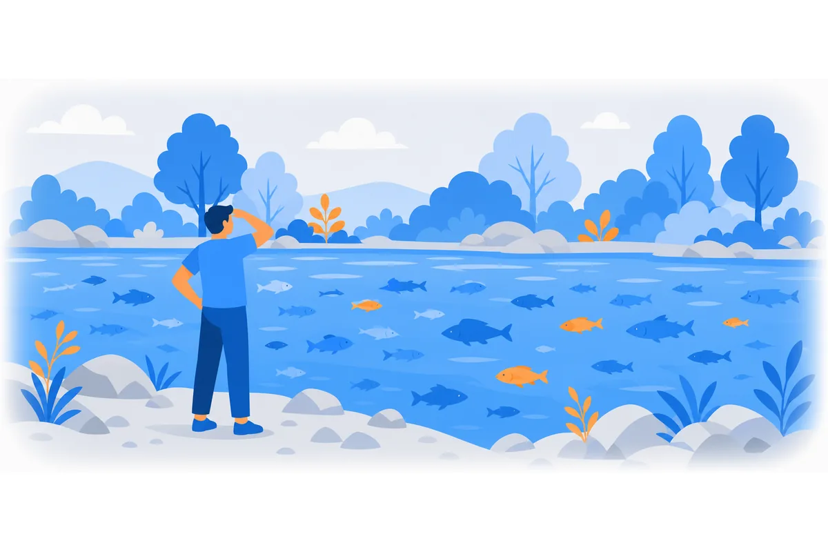 There are many fish in the river.