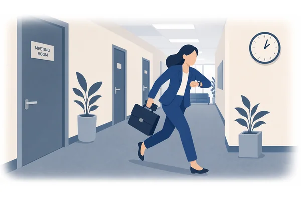 She is always late to meetings.
