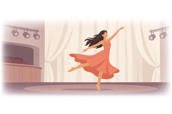 She danced gracefully across the stage.