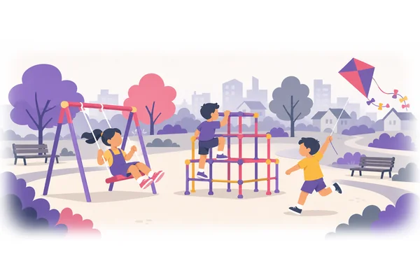 The children played happily in the park.