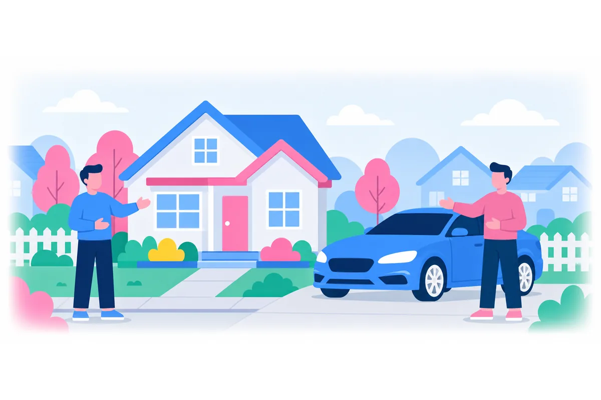 The house is ours, but the car is theirs.