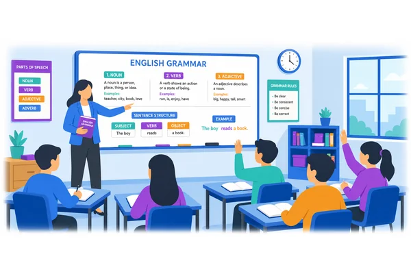 The teacher explaining the grammar rule made it very clear.