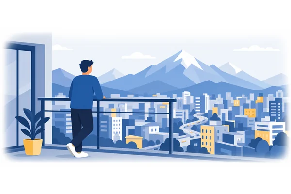 I live in a city near the mountains.