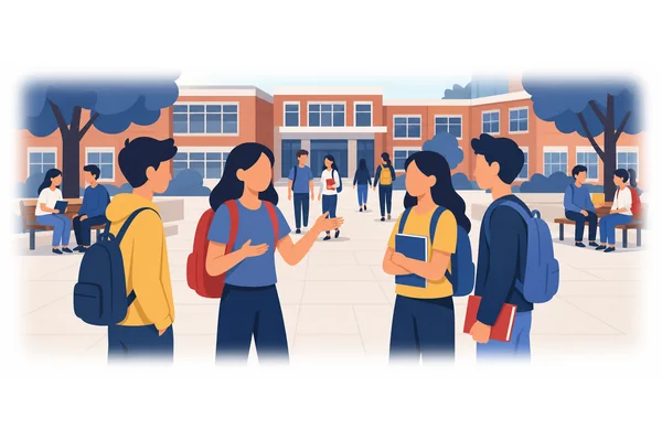 Do you know the girl with the red backpack?