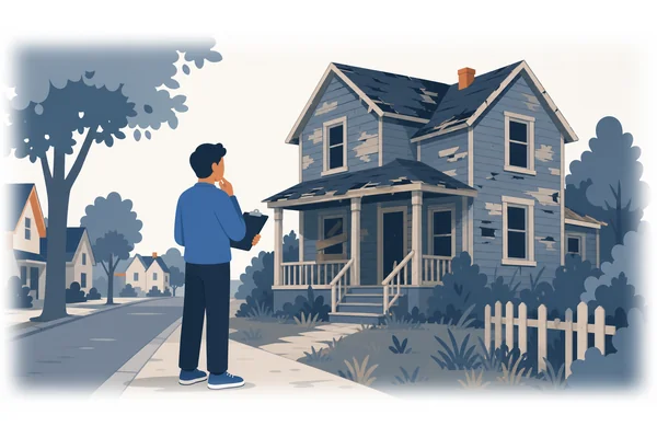 The old wooden house at the end of the street needs repair.