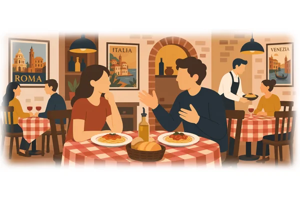 We visited a small traditional Italian restaurant last weekend.