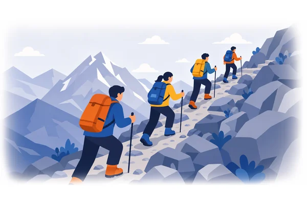 They climbed up the mountain.
