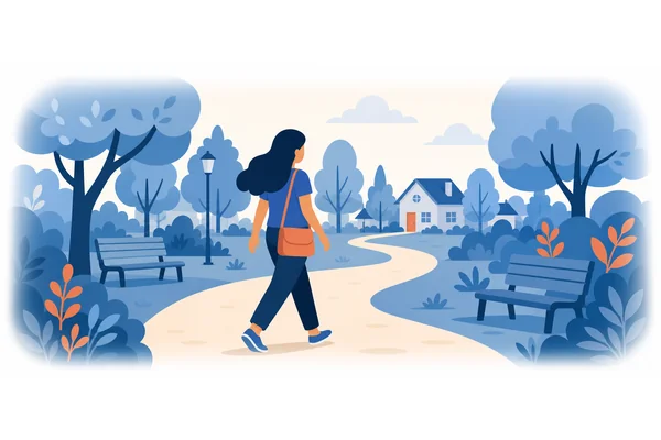 She walked through the park on her way home.