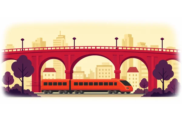 The train went under the bridge.