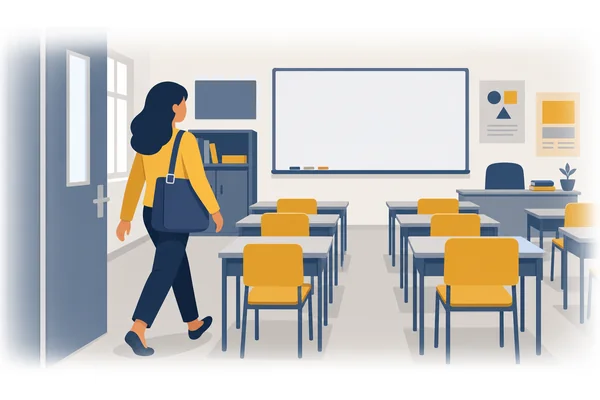 She walked into the classroom.