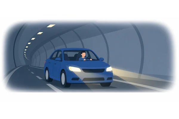 We drove through the tunnel.
