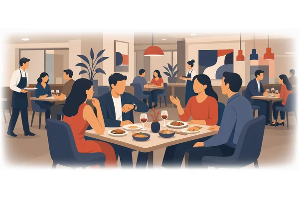 We will meet at the restaurant at 7 p.m.