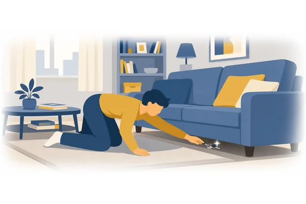 My keys are under the sofa.