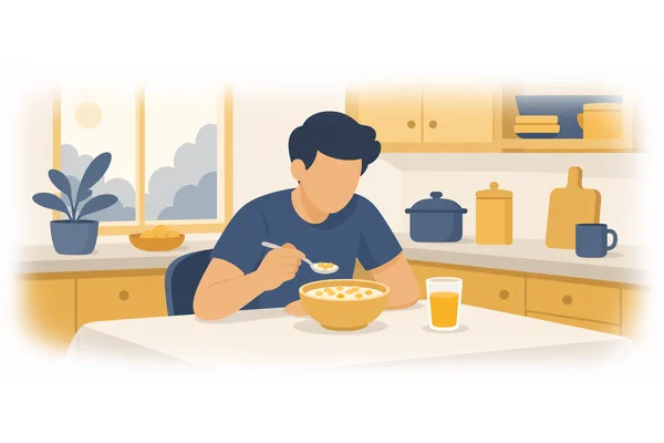 I am eating breakfast right now.