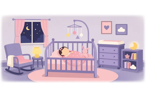 The baby is sleeping peacefully in her crib.