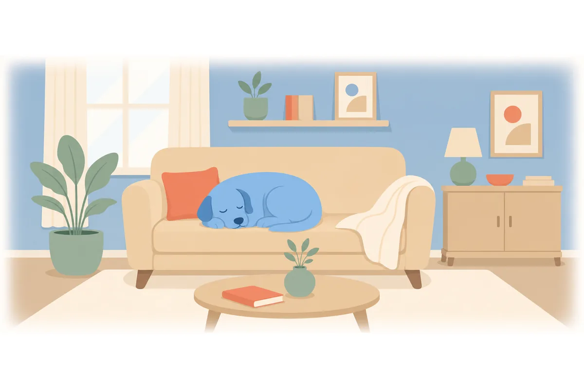 Is the dog sleeping on the sofa again?