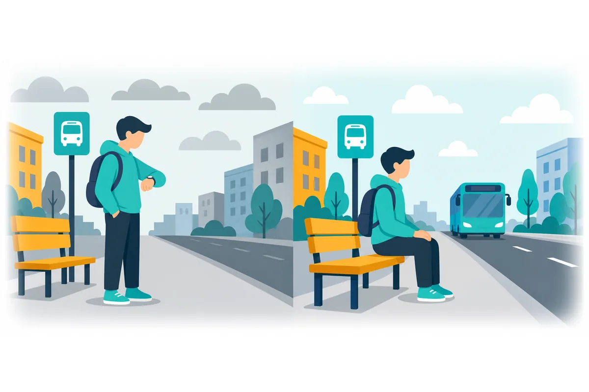 How long have you been waiting for the bus?