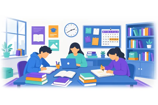 They are studying for their exams this week.