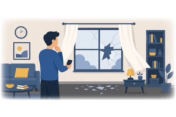 The broken window needs to be repaired.
